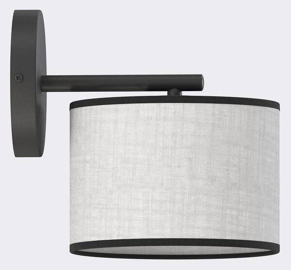 Nástěnné svítidlo ECO K1 – černé, šedé textilní stínidlo, 1× E27, šířka 31 cm