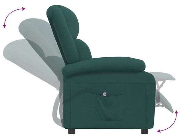 Elektrické polohovací křeslo tmavě zelené textil 3098358