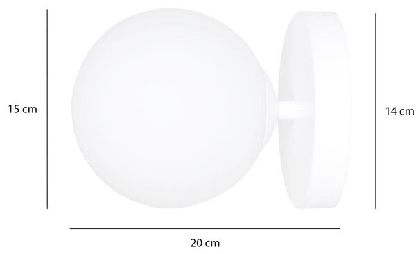 Nástěnné svítidlo BIOR K1 – celobílé, sklo, 1× E14, šířka 15 cm