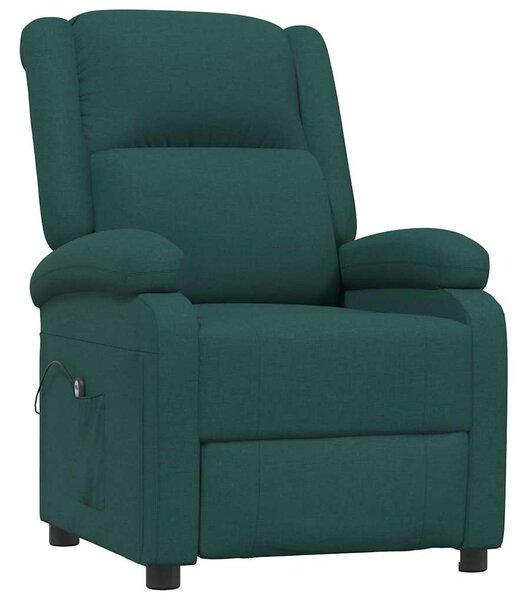 Elektrické polohovací křeslo tmavě zelené textil 3098358