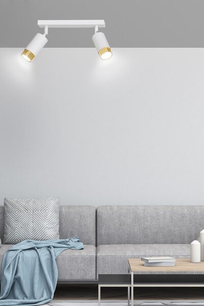 Stropní svítidlo HIRO 2 – bílé / zlaté, 2× GU10, šířka 45 cm