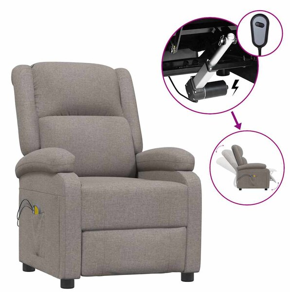 Elektrické masážní křeslo taupe textil 3098366