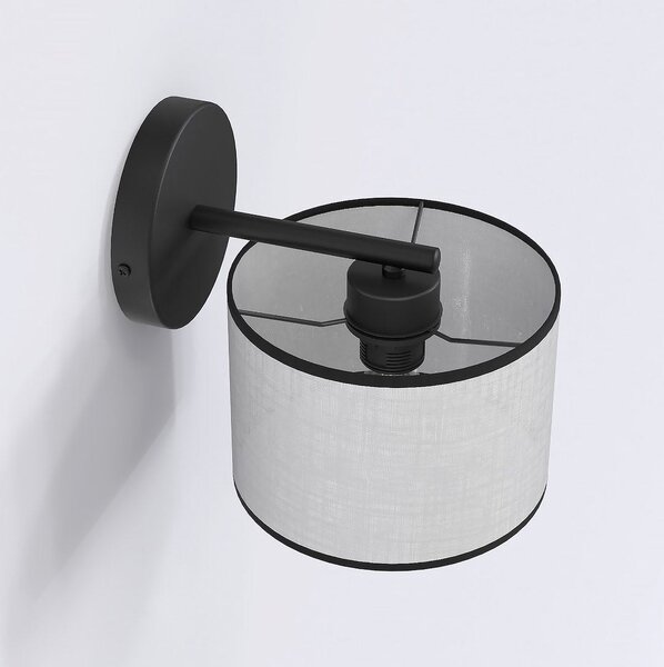 Nástěnné svítidlo ECO K1 – černé, šedé textilní stínidlo, 1× E27, šířka 31 cm