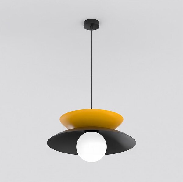 Závěsné svítidlo NAGOYA 1 – černé / oranžové, bílé sklo, 1× G9, šířka 41 cm