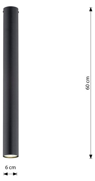 Stropní svítidlo TECNO 1XL – černé, 1× GU10, šířka 6 cm