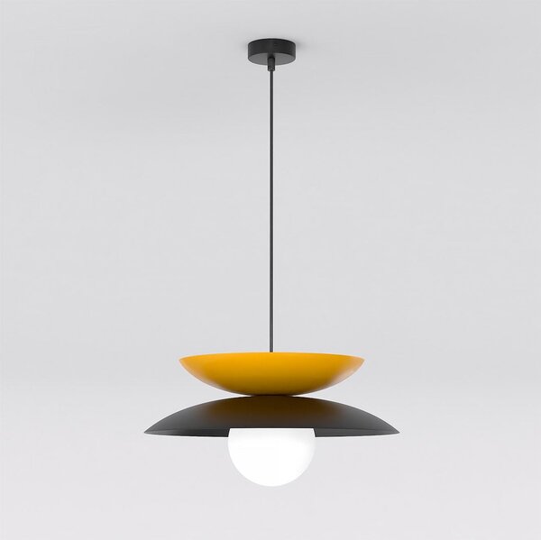 Závěsné svítidlo NAGOYA 1 – černé / oranžové, bílé sklo, 1× G9, šířka 41 cm