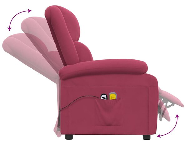 Elektrické masážní křeslo vínové samet 3098409