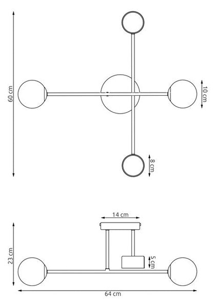 Stropní svítidlo HOLON 4 – černé, bílé sklo, 4× G9/GX53, šířka 64 cm