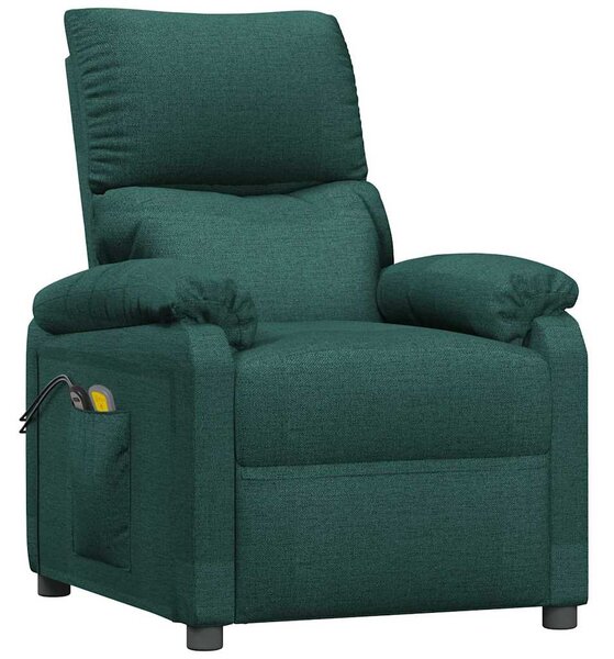 Elektrické masážní křeslo tmavě zelené textil 3098436