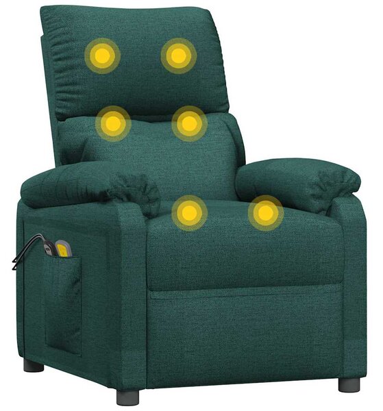 Elektrické masážní křeslo tmavě zelené textil 3098436