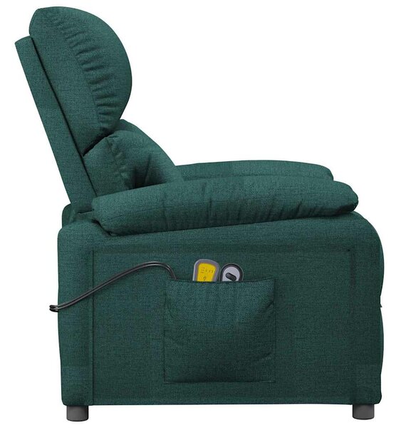 Elektrické masážní křeslo tmavě zelené textil 3098436