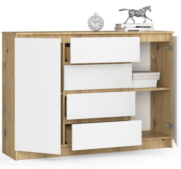 Ak furniture Komoda Inbia K 140 cm dub artisan/bílá