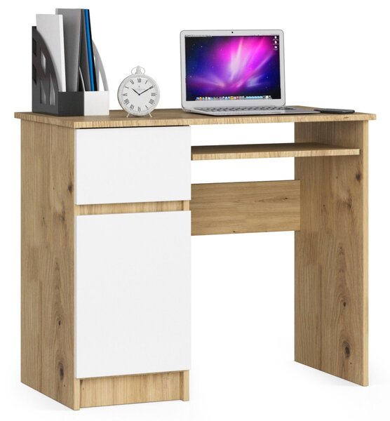 Ak furniture Psací stůl PIKSEL 90 cm dub artisan/bílý levý