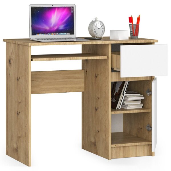 Ak furniture Psací stůl PIKSEL 90 cm dub artisan/bílý pravý