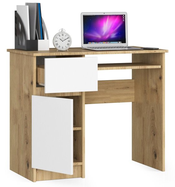 Ak furniture Psací stůl PIKSEL 90 cm dub artisan/bílý levý