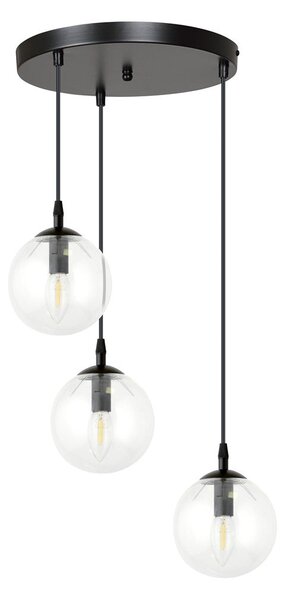 Závěsné svítidlo COSMO 3 PREM – černé, čiré sklo, 3× E14, šířka 40 cm