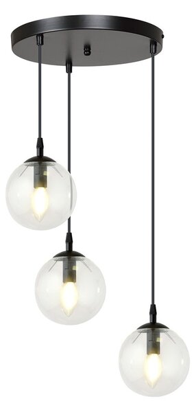 Závěsné svítidlo COSMO 3 PREM – černé, čiré sklo, 3× E14, šířka 40 cm