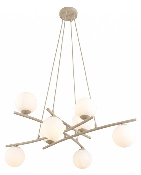 Závěsné svítidlo ESSA 8 – moka, opálové sklo, 8× E14, šířka 100 cm