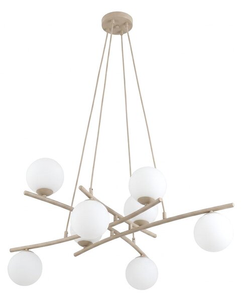 Závěsné svítidlo ESSA 8 – moka, opálové sklo, 8× E14, šířka 100 cm