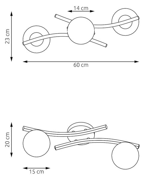 Stropní svítidlo OPUS 2 – moka, opálové sklo, 2× E14, šířka 60 cm