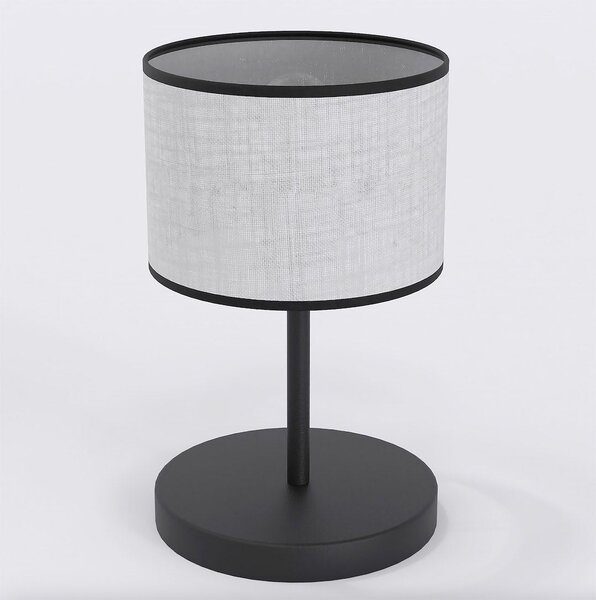 Stolní lampa ECO LN1 – černá, šedé textilní stínidlo, 1× E27, šířka 20 cm