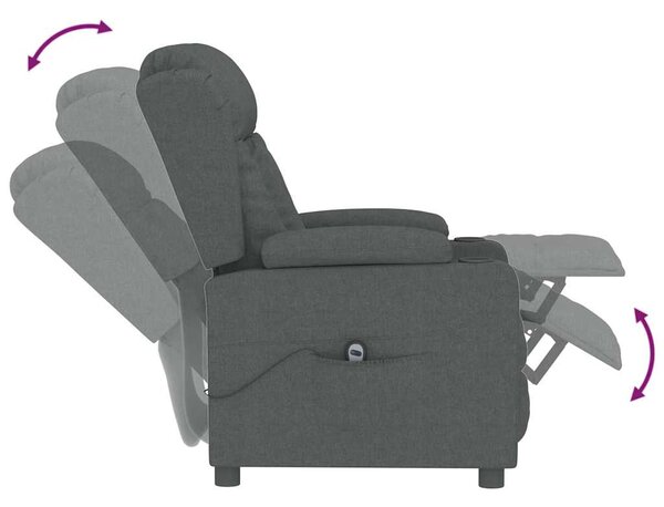 Elektrické polohovací křeslo tmavě šedé textil 3098778