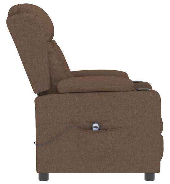 Elektrické polohovací křeslo hnědé textil 3098781