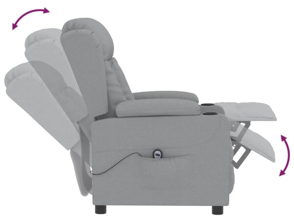 Elektrické polohovací křeslo světle šedé textil 3098777