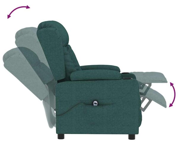 Elektrické polohovací křeslo tmavě zelené textil 3098783