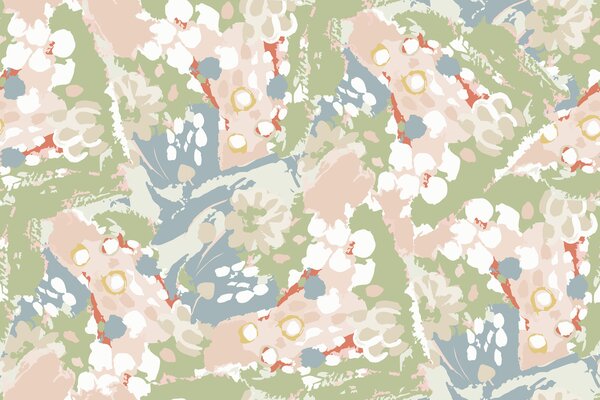 Fototapeta Barevný vzor s bílými a růžovými květy, Akvarelové fototapety, Populární fototapety, t00695 - Tapeko.co.cz