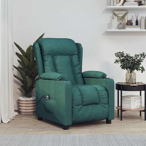 Elektrické polohovací křeslo tmavě zelené textil 3098783