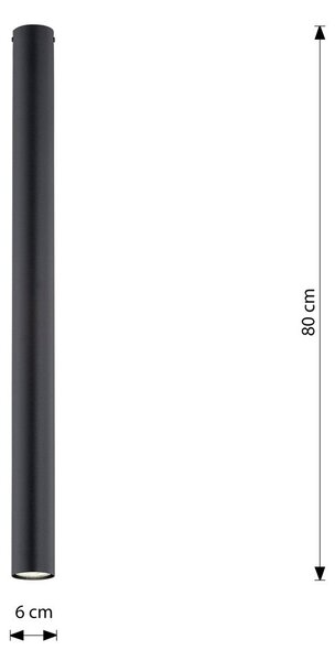 Stropní svítidlo TECNO 1XXL – černé, 1× GU10, šířka 6 cm