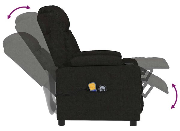 Elektrické masážní křeslo černé textil 3098791