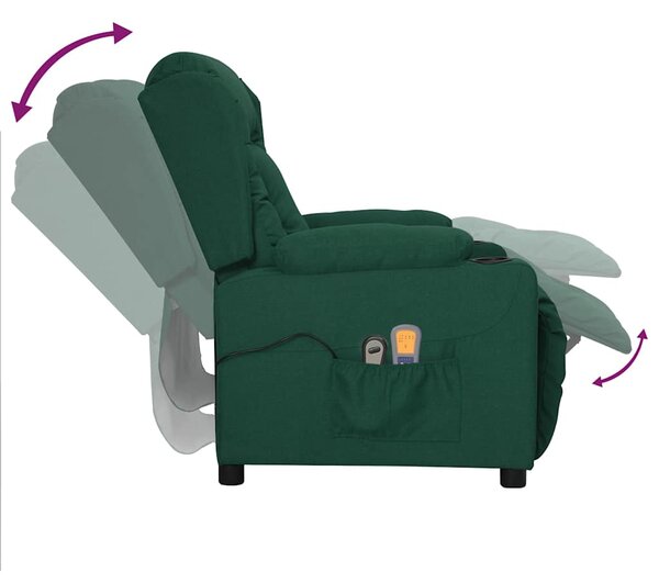 Elektrické masážní křeslo tmavě zelené textil 3098795
