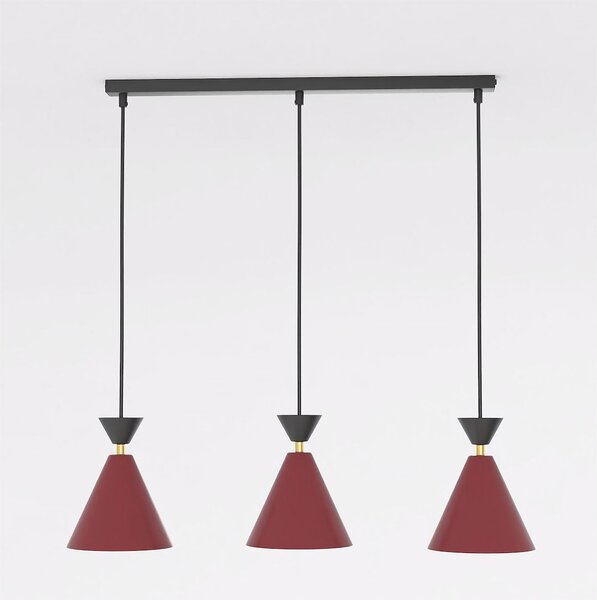 Závěsné svítidlo KLEVER 3 – vínové / černé, 3× E14, šířka 71 cm