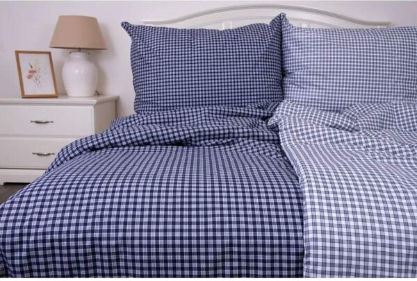 Krepové povlečení MODRÁ KOSTIČKA negativ/pozitiv - 140/200 + 70/90 cm