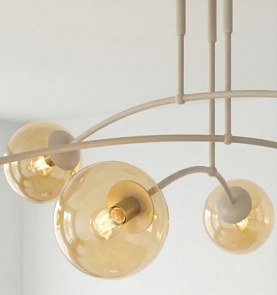 Stropní svítidlo PREGOS 6 – moka, jantarové sklo, 6× E14, šířka 90 cm