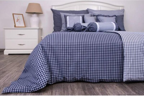 Krepové povlečení MODRÁ KOSTIČKA negativ/pozitiv - 140/200 + 70/90 cm
