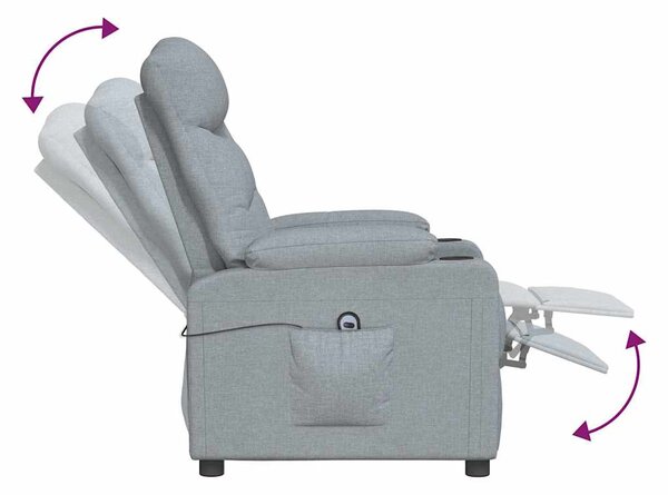 Elektrické polohovací křeslo světle šedé textil 3098815