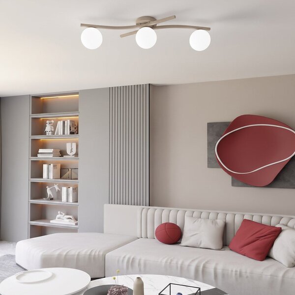 Stropní svítidlo OPUS 3 – moka, opálové sklo, 3× E14, šířka 85 cm