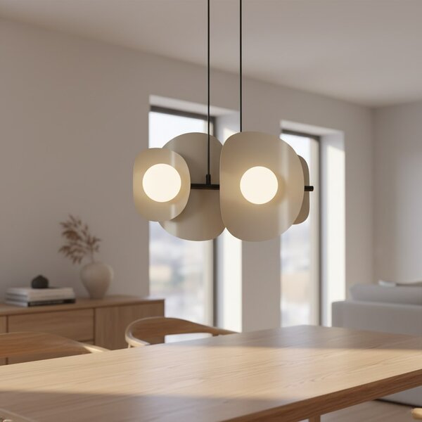 Závěsné svítidlo ELEMENTI 4 – černé / moka, bílé sklo, 4× G9, šířka 54 cm