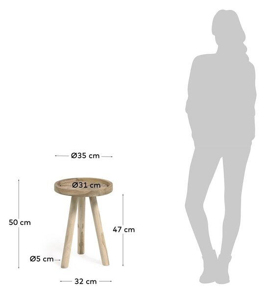 Kulatý odkládací stolek z teakového dřeva ø 35 cm Glenda – Kave Home