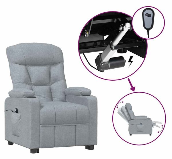 Elektrické polohovací křeslo světle šedé textil 3098815