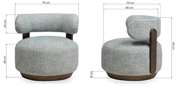 Hector Designové křeslo Dolce modro-béžové/ořech
