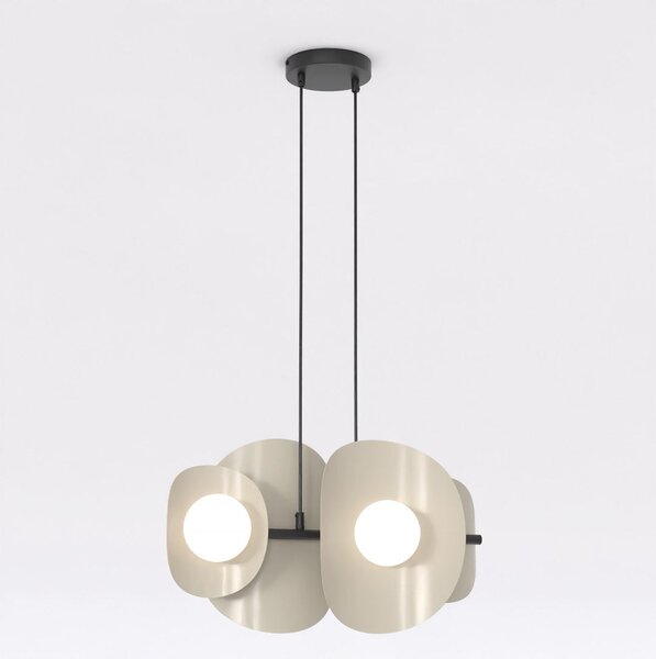 Závěsné svítidlo ELEMENTI 4 – černé / moka, bílé sklo, 4× G9, šířka 54 cm