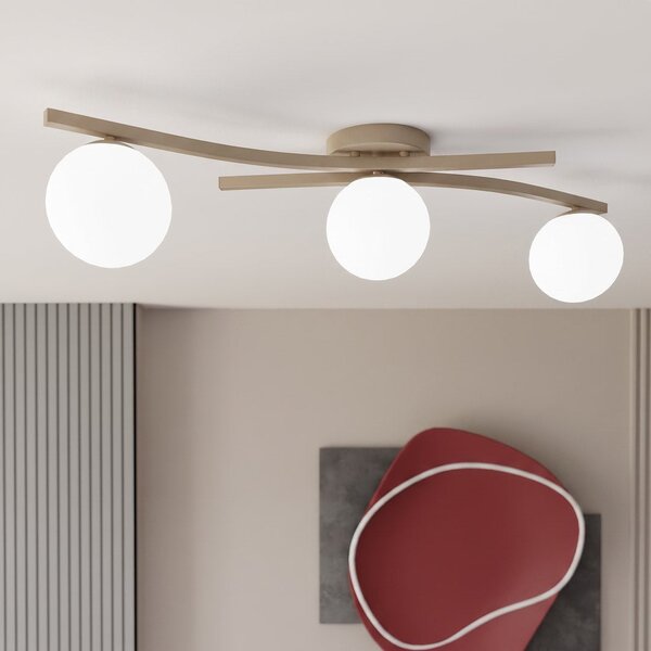 Stropní svítidlo OPUS 3 – moka, opálové sklo, 3× E14, šířka 85 cm
