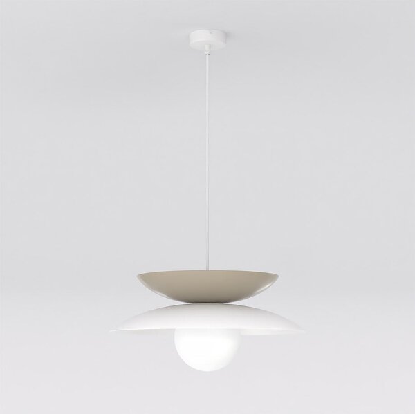 Závěsné svítidlo NAGOYA 1 – bílé / moka, sklo, 1× G9, šířka 41 cm