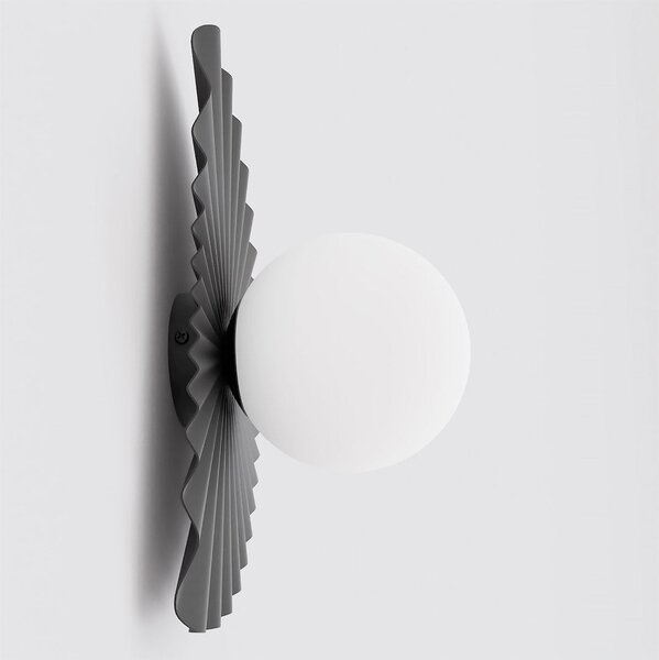 Nástěnné svítidlo FLORA K1 – černé, opálové sklo, 1× G9, šířka 31 cm