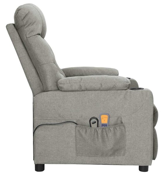 Elektrické masážní křeslo světle šedé textil 3098827