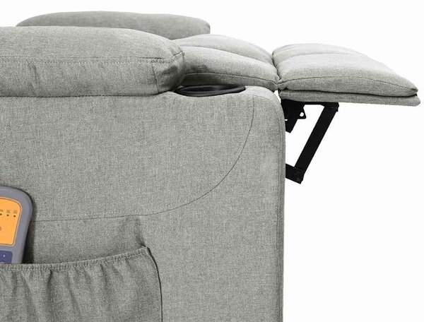 Elektrické masážní křeslo světle šedé textil 3098827